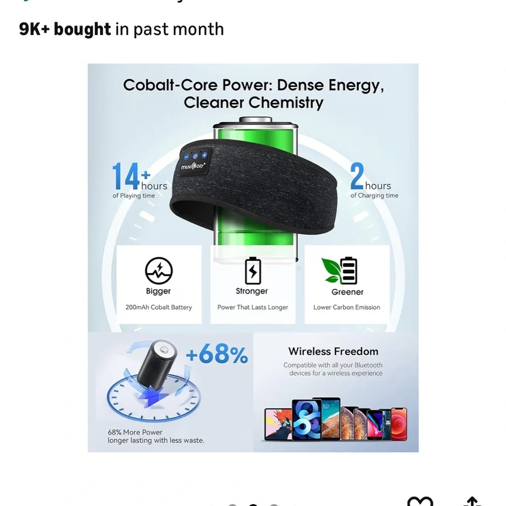 Black Bluetooth Sleep Headband